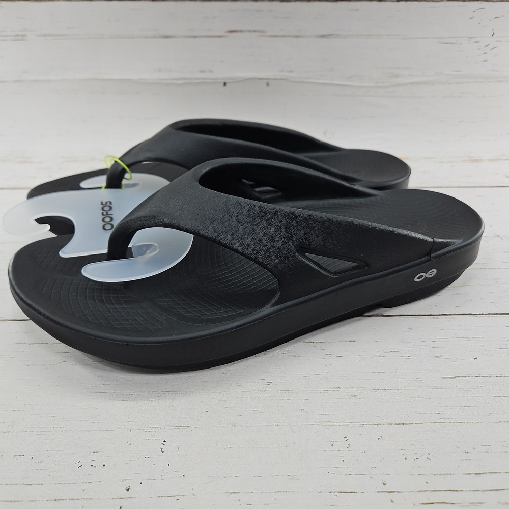 OOFOS Ooriginal Mens 14 Black Recovery Sandals Thong Flip Flops Slip On